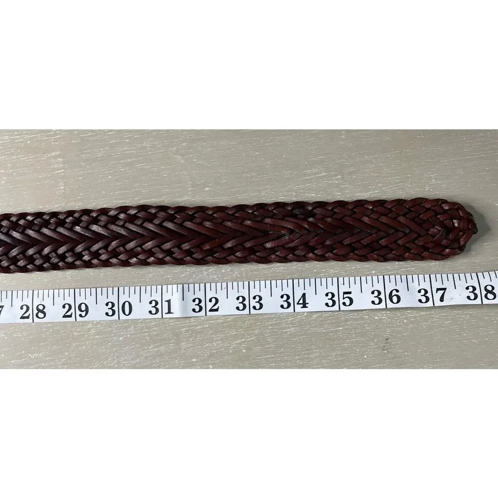 Vintage 90's Amiee Lynn Braided Leather Belt with Silvertone Brass Buckle